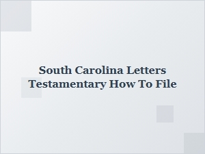 How to File for Letters Testamentary in South Carolina